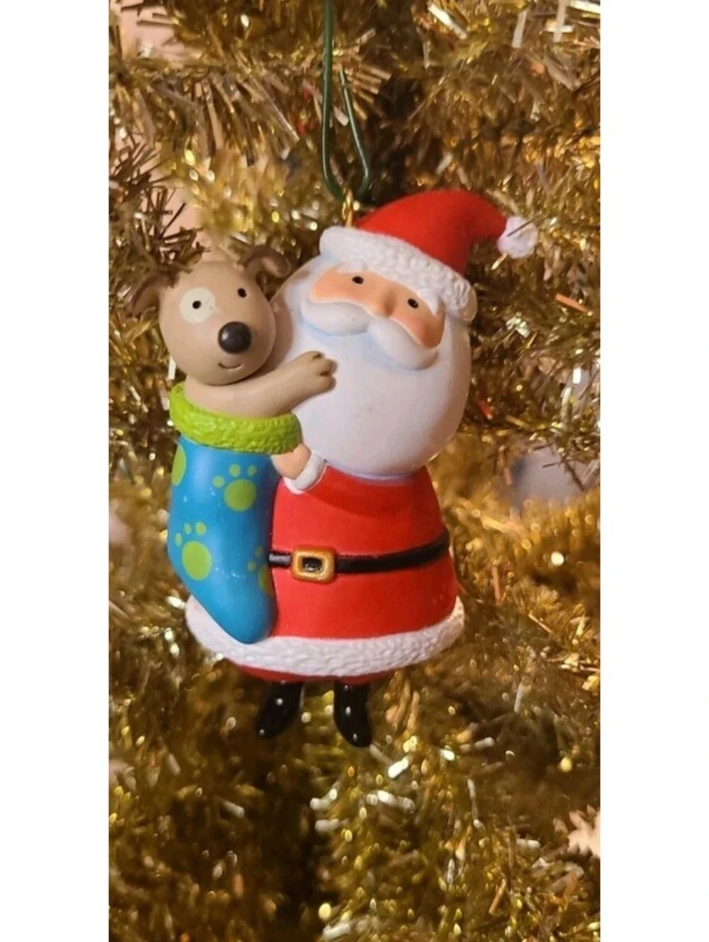 Hallmark Keepsake Ornament Stocking Stuffing Santa Claus Puppy Dog Stocking 2012
